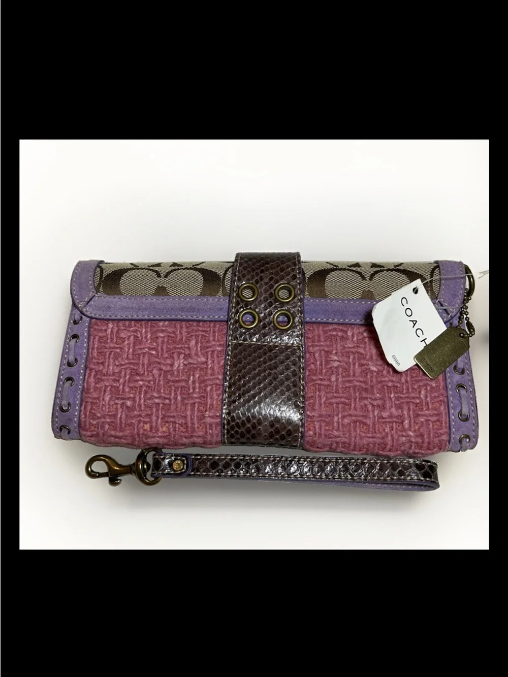 Coach Soho Buckle Flap, Basket Weave Wallet/Clutch 2004 Style: (#9652) RARE-NWT